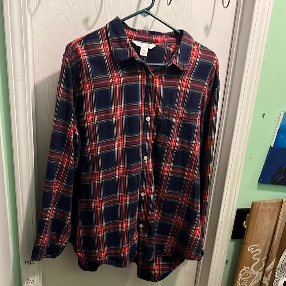 Old Navy Blue and Red Casual Button Down Shirt